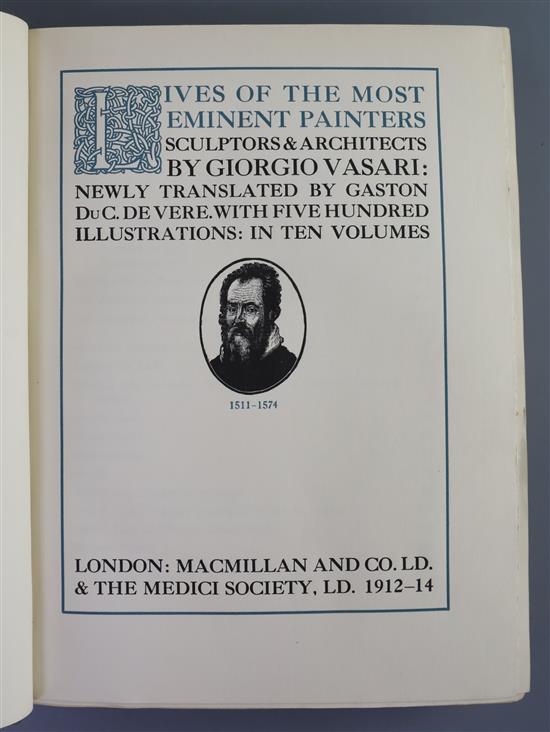Vasari, Giorgio - Lives of the most Eminent Painters and Sculptors, 10 vols, qto, original cloth, Medici Society,